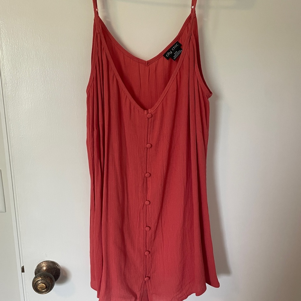 Coral Button-Down Women's Top